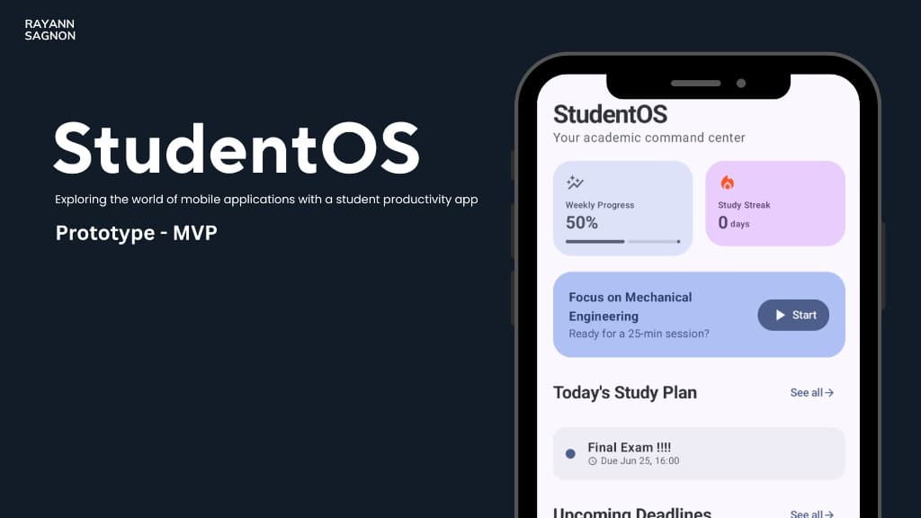 StudentOS product presentation, mobile student productivity app