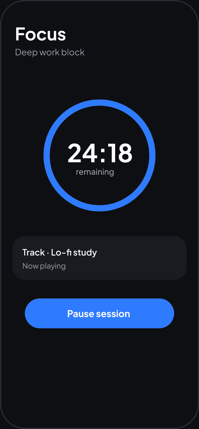 StudentOS focus timer screen