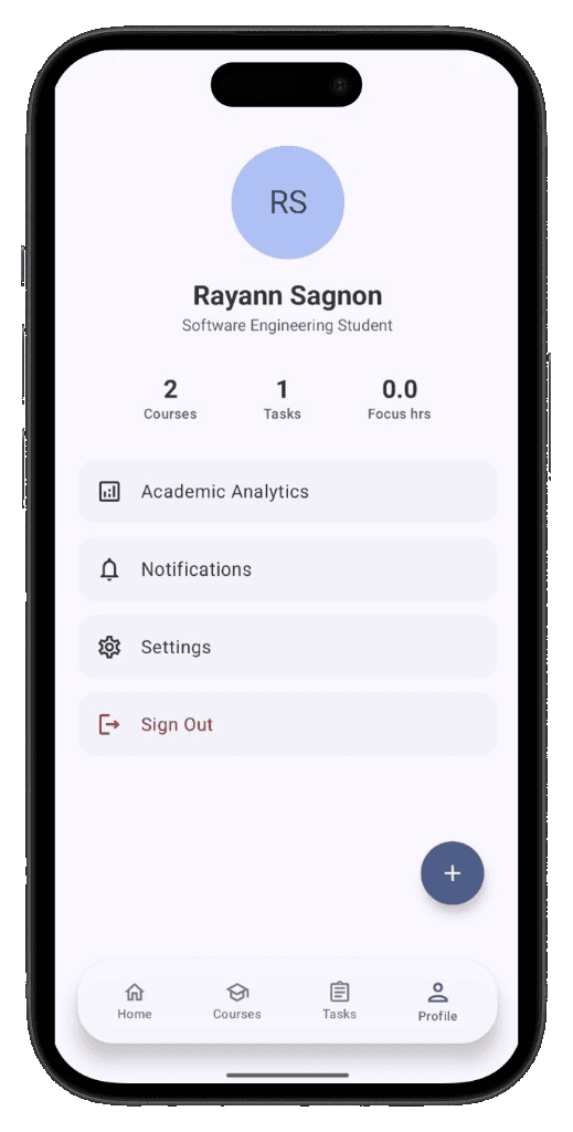 StudentOS profile screen
